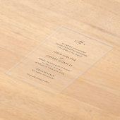 Tijdloos zwart-wit monogram Elegante bruiloft Acryl Uitnodigingen (Laagn)