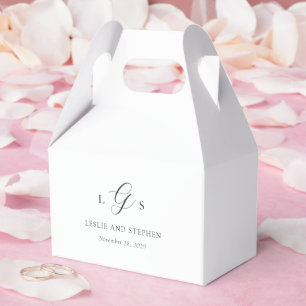 Tijdloos zwart-wit monogram Elegante bruiloft Bedankdoosjes