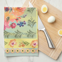 Tijdloze aquarel bloemendecoratie theedoek