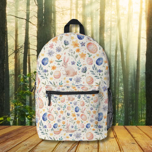 Tijdloze Aquarel Pastel Konijn Bloemen Eieren Bedrukte Rugzak