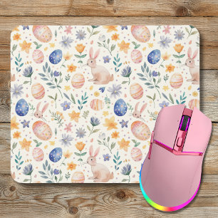 Tijdloze Aquarel Pastel Konijn Bloemen Eieren Muismat
