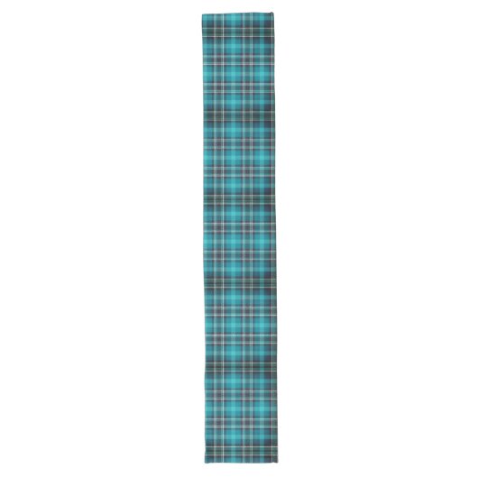 Tijdloze Blauwgroen Blue Plaid Table Runner Lange Tafelloper (Voorkant)
