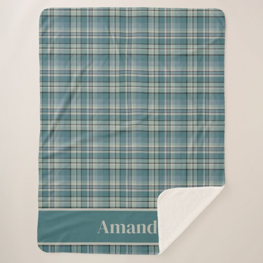 Tijdloze Blauwgroen Green Plaid Gezellige Kunst Sherpa Deken (Voorkant)