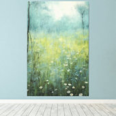 Tijdloze bloei: Abstracte  bloemolieverf Canvas Afdruk (Insitu (Houten vloer))