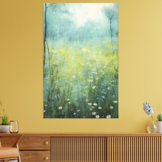 Tijdloze bloei: Abstracte  bloemolieverf Canvas Afdruk (Insitu (Woonkamer))