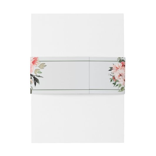 Tijdloze Bloemen Blush Red Greenery Classic Weddin Uitnodigingen Wikkel (Achterkant Voorbeeld)