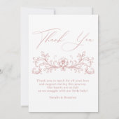  Tijdloze Bloemen Roze Baby Aankondiging (Achterkant)