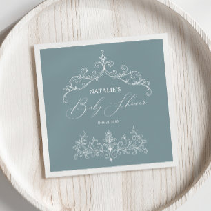  tijdloze bloemenblauw Baby shower servetten