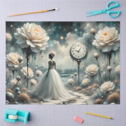 Tijdloze Bloom Bride Surreal Fantasy Decoupage Tissuepapier (Craft)