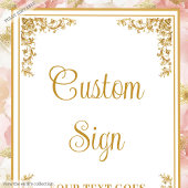 Tijdloze blos bloemen & goud elegant custom sign poster