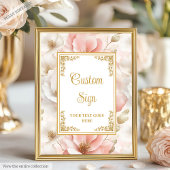 Tijdloze blos bloemen & goud elegant custom sign poster
