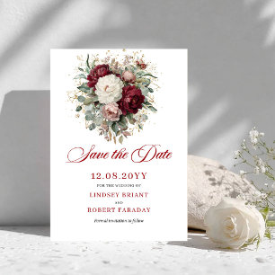 Tijdloze Blush Bourgondië Bloemige Save The Date