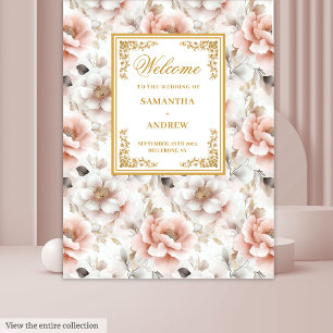 Tijdloze Blush Gouden Waterverf Trouwtapijt Wandkleed