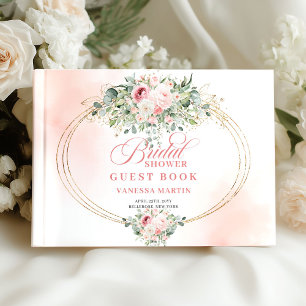 Tijdloze Blush Roze Groene Gebieden Gouden Bruids Gastenboek