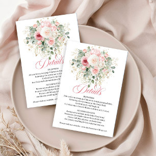 Tijdloze Blush Rozen Gouden Trouwdetails Kaart