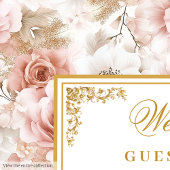 Tijdloze boho blush gouden bruiloft gastenboek