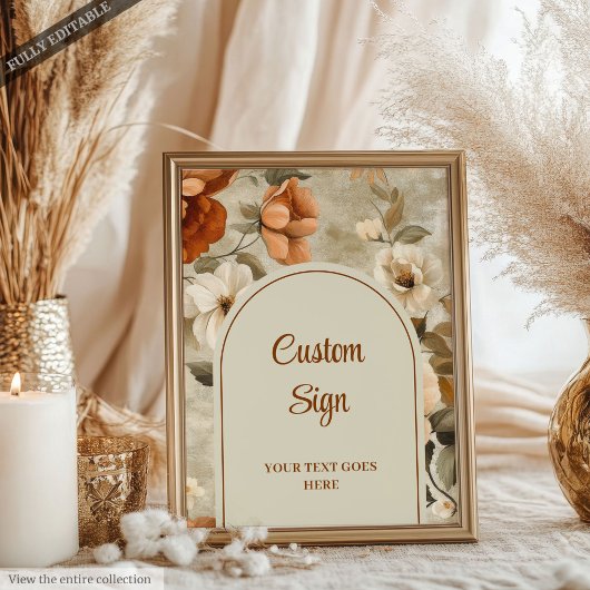 Tijdloze Boho Koper Beige Olijf Bloemstuk Custom Poster