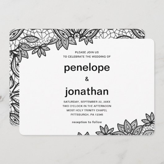 Tijdloze bruiloft kant look kaart (Voorkant / Achterkant)