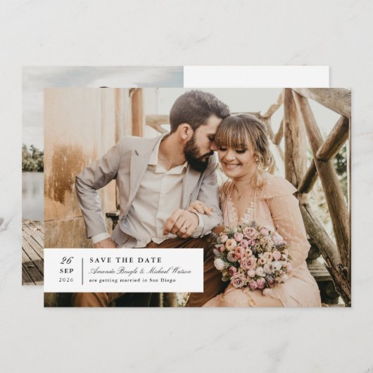 Tijdloze Charm Save the Date (Voorkant / Achterkant)