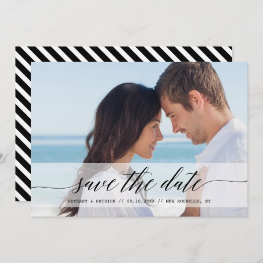 Tijdloze chique bewaar de datum foto aankondiging (Voorkant / Achterkant)