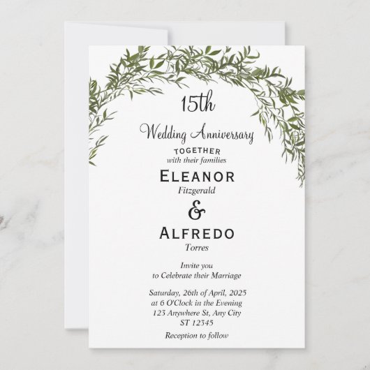 Tijdloze Classic Greenery Wedding Jubileum Kaart (Voorkant)