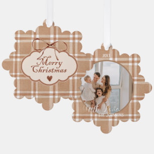 Tijdloze Elegantie Beige en Bruine Aanpasbare Ornament Kaart