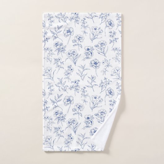 tijdloze elegantie Blauw Bloempatroon Bad Handdoek (Handdoek)