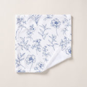 tijdloze elegantie Blauw Bloempatroon Bad Handdoek (Wasdoekje)
