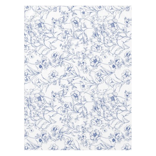 tijdloze elegantie Blauw Bloempatroon Tafelkleed (Voorkant)