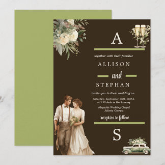 Tijdloze elegantie |  bloemenrustieke bruiloft kaart