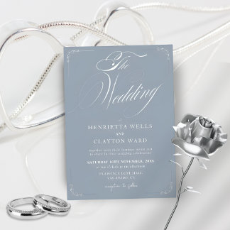 Tijdloze Elegantie Dusty Blue Wedding Kaart