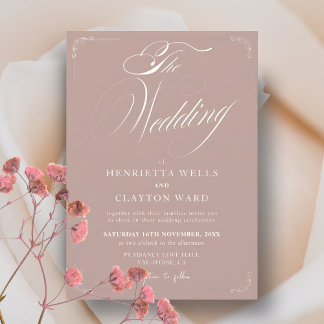 Tijdloze Elegantie Dusty Roos Wedding Kaart
