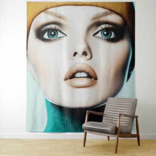 Tijdloze elegantie: iconisch modelportret uit de j wandkleed