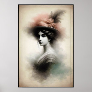 Tijdloze Elegantie in Rokerig Portret Poster
