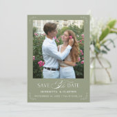 Tijdloze Elegantie Saliegroen Save The Date (Staand voorkant)