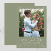 Tijdloze Elegantie Saliegroen Save The Date (Voorkant / Achterkant)