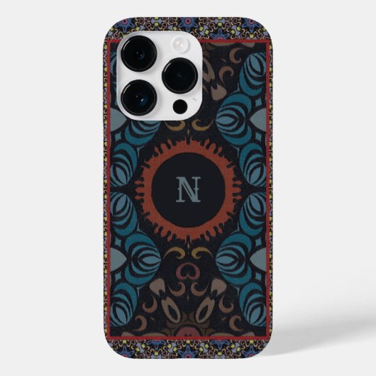 Tijdloze Elegantie Traditionele Stof Monogram Case-Mate iPhone Case (Achterkant)