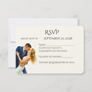 Tijdloze Elegantie Trouwen Golden Romance Paar RSVP Kaartje