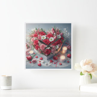 Tijdloze Floral Beauty wandklok Vierkante Klok
