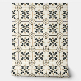 Tijdloze Floral Charm Petite - Zwart en Goud Behang