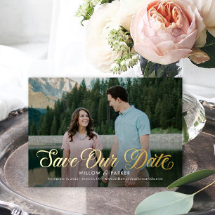 Tijdloze Folie Huwelijk Save The Date Kaart
