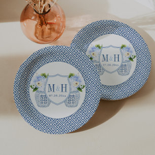 Tijdloze gemberpot-monogram-huwelijksfeest papieren bordje