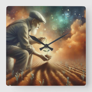 "Tijdloze groei" wandklok Vierkante Klok