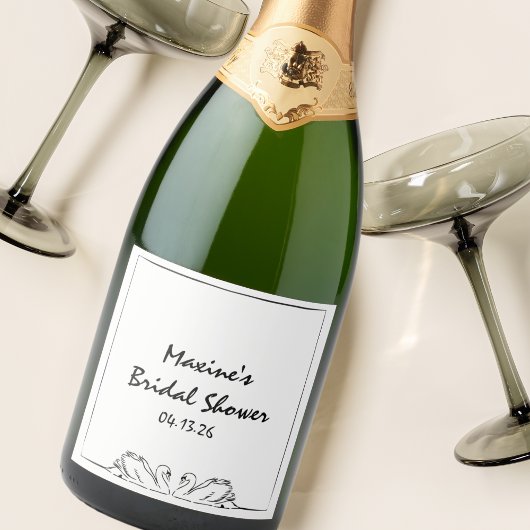 Tijdloze handgeschreven Swan Vrijgezellenfeest Cha Sparkling Wijnetiket