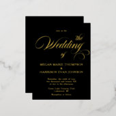 Tijdloze kalligrafie Klassieke bruiloft Noite Blac Folie Uitnodiging Briefkaart (Voorkant / Achterkant)