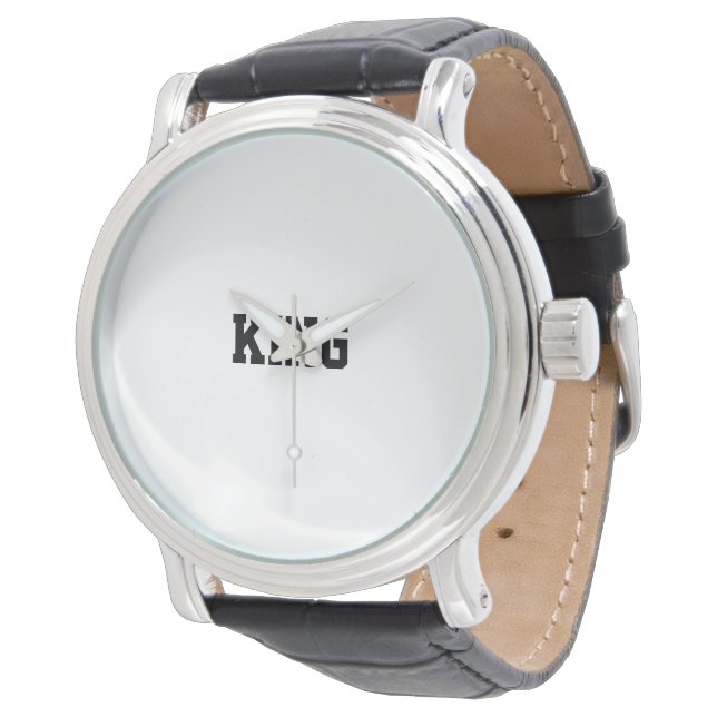 Tijdloze "KING" Black Leather Strap Horloge voor M (Gekanteld)