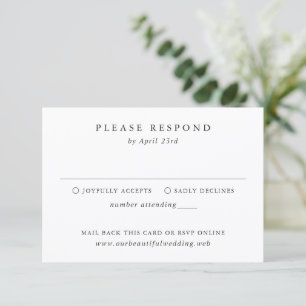 Tijdloze Klassieke Formele Trouwdag RSVP Kaartje