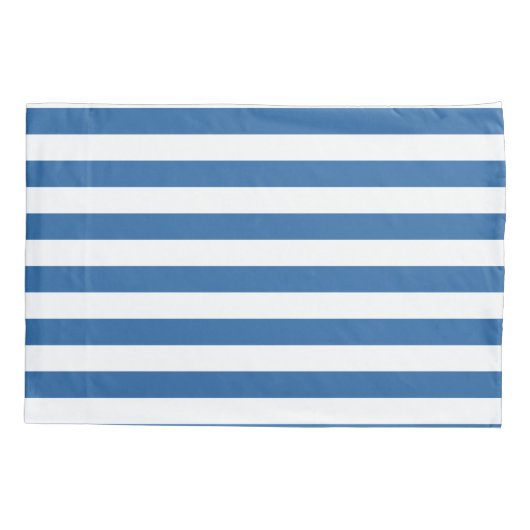 Tijdloze Kust Elegant Blauw & Wit Gestreept Kussensloop (Achterkant-Links)