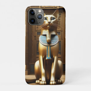 Tijdloze Majesteit: De Gouden Egyptische Farao Cat iPhone 11 Pro Hoesje