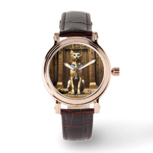 Tijdloze Majesteit: De Gouden Egyptische Farao Cat Horloge